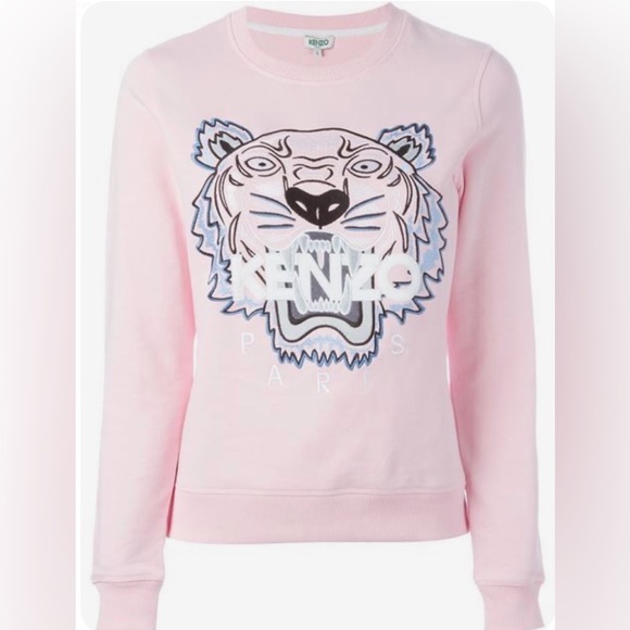 Kenzo Light Pink Tiger Embroidered Sweatshirt